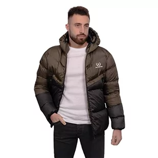Just Emporio Męska kurtka z kapturem dla dorosłych, Khaki/Czarna, Kaki/Czarny, S - Kurtki męskie - miniaturka - grafika 1