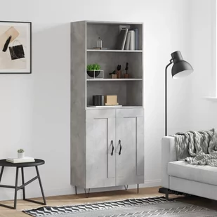 vidaXL Witrynka, szarość betonu 69,5x34x180 cm materiał drewnopochodny - Szafki nocne - miniaturka - grafika 1