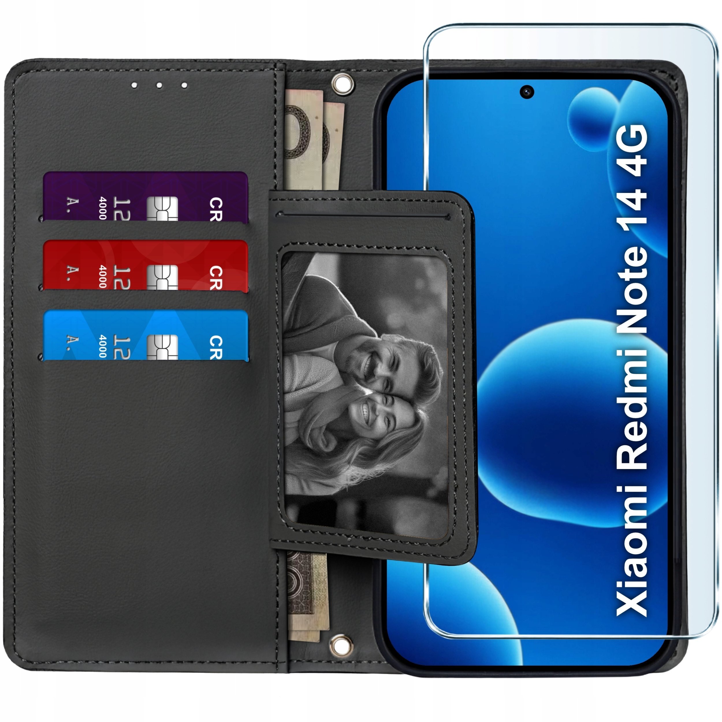 ETUI z klapką do Xiaomi Redmi Note 14 4G Zamykane Magnetyczne + SZKŁO 9H