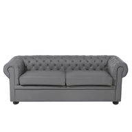 Sofy i kanapy - Beliani Sofa 3-osobowa skórzana szara CHESTERFIELD 64064 - miniaturka - grafika 1