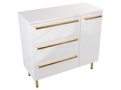 Szafki łazienkowe - Szafka Stojąca Z Blatem ATH 90 cm D Lewa - Biały Wysoki Połysk - Uchwyty Złote Polerowane - miniaturka - grafika 1