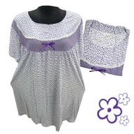 Bielizna nocna - KOSZULA NOCNA BAWEŁNA 100% KWIAT prezent krótki rękaw fiolet 54 56 7XL 8XL - miniaturka - grafika 1