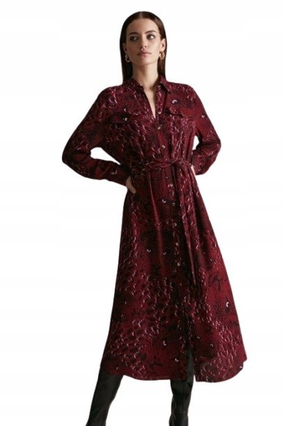 KAREN MILLEN SUKIENKA MIDI KOSZULOWA NIEBIESKA 34 1A6F1_C* 34 1_6