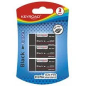Gumki biurowe - KEYROAD Gumka uniwersalna KEYROAD Black, 3szt., blister, czarna KR971493 - miniaturka - grafika 1