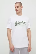 Koszulki męskie - Columbia t-shirt bawełniany kolor biały wzorzysty - miniaturka - grafika 1