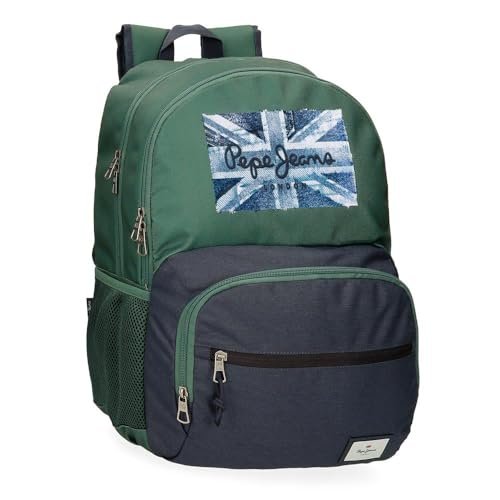 Pepe Jeans Jebb Przenośny plecak 15,6 cala zielony 33 x 46 x 17 cm poliester 22,77 l by Joumma Bags, zielony, jeden rozmiar, plecak, Zielony, Taglia unica, plecak