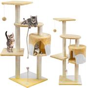 Drapaki dla kotów - Malatec Drzewko dla kota 110cm beżowo-białe 5902367976606 - miniaturka - grafika 1