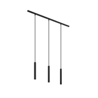 Lampy sufitowe - QAZQA Nowoczesny system oświetlenia szynowego Slimline Keno z 3 czarnymi lampami wiszącymi 1-fazowymi - miniaturka - grafika 1