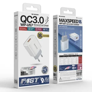 WK Design ładowarka sieciowa Quick Charge 3.0 2,4 A 18 W + kabel USB - Lightning biały (WP-U57 Lightning white) - Kable USB - miniaturka - grafika 4