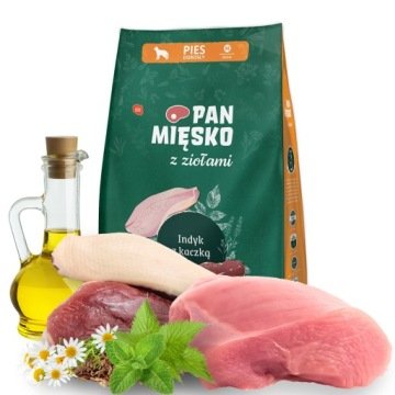 Pan Mięsko Z Ziołami Karma Sucha Dla Psa Indyk Z Kaczką Średnie Chrupki M - 3Kg