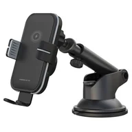 Uchwyty samochodowe do telefonów - XO Uchwyt samochodowy WX027 z ładowaniem indukcyjnym czarny 15W z przyssawką - miniaturka - grafika 1