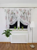 Firany - FIRANA Z ETAMINY Z FALBANKĄ I CYRKONIAMI FIRANKI DO SALONU 400X160 KWIATY - miniaturka - grafika 1