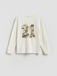 Reserved - Bawełniany longsleeve - złamana biel - Bluzki dla chłopców - miniaturka - grafika 1
