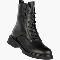 Botki damskie - Trzewiki Damskie Skórzane Trapery Buty Ocieplane Na Zimę Czarne Filippoo DBT7189/25BK Czarny 41 - miniaturka - grafika 1