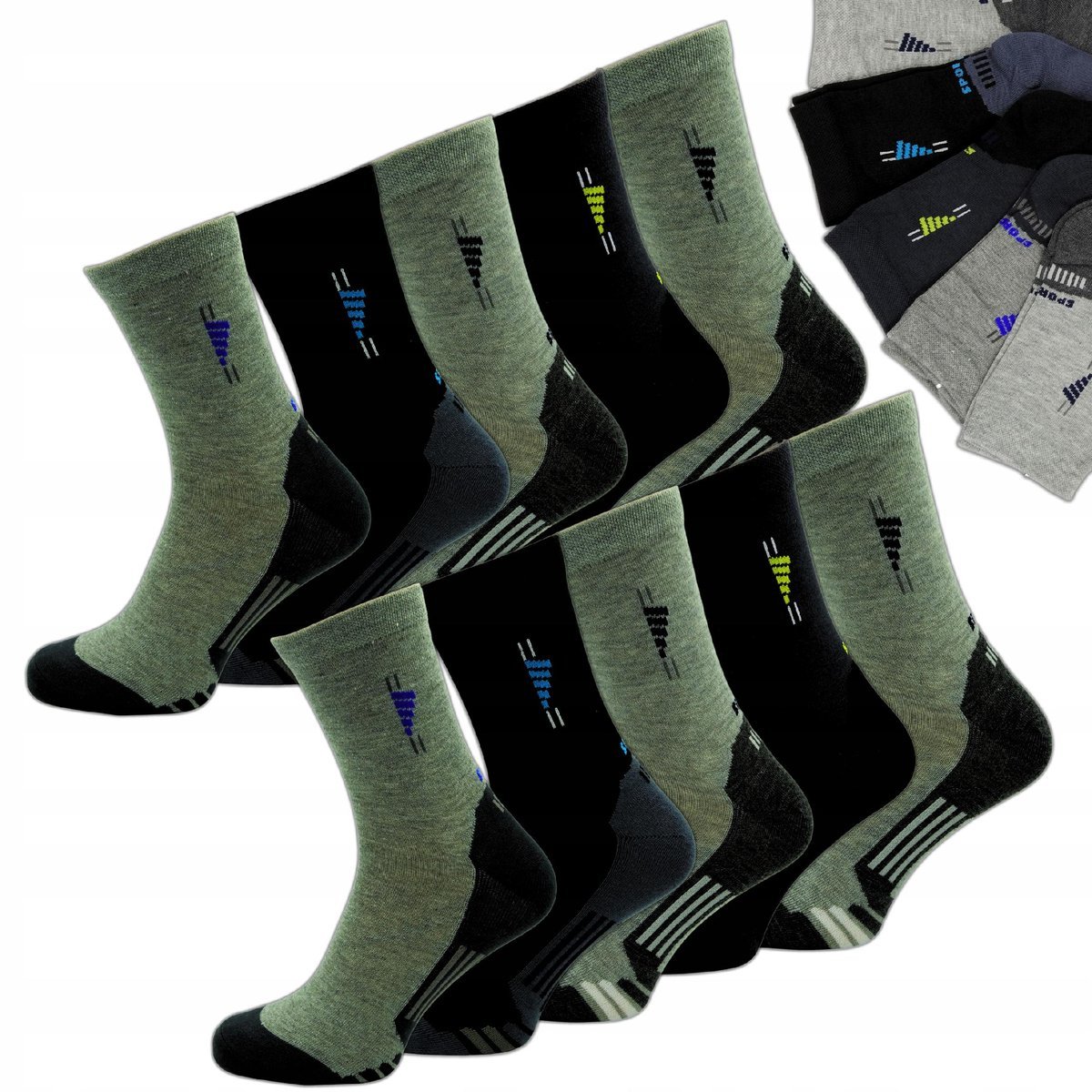 10x Skarpety Męskie SPORTOWE Skarpetki BAWEŁNIANE DŁUGIE Rozmiar 42/46
