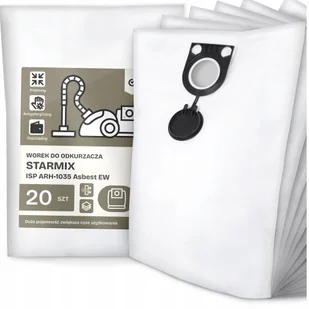 20x Worek do Odkurzacza Starmix Isp ARH-1035 Asbest Ew Syntetyczny Duży G9 - Worki do odkurzaczy - miniaturka - grafika 1