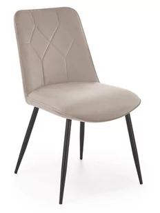 Krzesło tapicerowane K539 beżowy velvet, na czarnych nogach - Krzesła - miniaturka - grafika 1