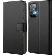 Etui i futerały do telefonów - HOOMIL Etui Ochronne z Klapk�� ze Sk��ry do Samsung Galaxy A72 Czarne - miniaturka - grafika 1