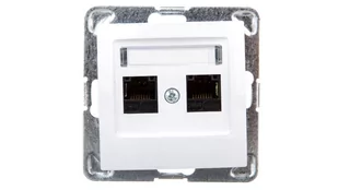 LEDart komputerowe podwójne RJ45 kat.5e, bez ramki - Ospel Impresja GPK-2Y/K/m/00, kolor biały - Gniazdka elektryczne - miniaturka - grafika 1