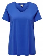 Koszulki i topy damskie - ONLY CARMAKOMA NIEBIESKI T SHIRT DAMSKI Z DEKOLTEM V M X_A - miniaturka - grafika 1