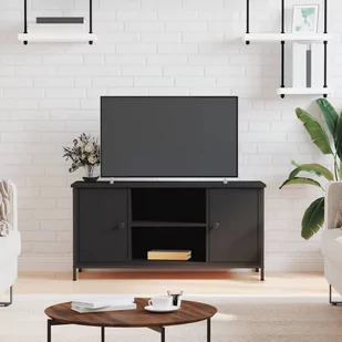 Szafka pod TV, czarna, 100x40x50 cm, materiał drewnopochodny Lumarko! - Szafki RTV - miniaturka - grafika 1