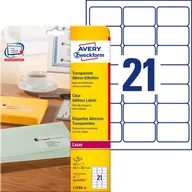 Etykiety do drukarek - Avery Zweckform Etykiety adresowe Zweckform 63,5 x 38,1 mm (do kopert c6) do drukarek laserowych; przezroczyste ZW242 - miniaturka - grafika 1