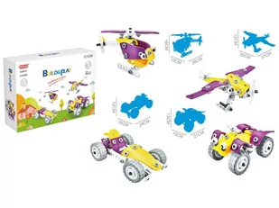 Klocki Elastyczne, Konstrukcyjne 100 El. Auto, Wyścigówka, Quad, Helikopter, Samolot Do Rozkręcania I Skręcania 4w1 - Klocki - miniaturka - grafika 2