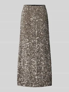 Spódnica midi rozkloszowana z cekinowym obszyciem model ‘SILVER SEQ’ - Spódnice - miniaturka - grafika 1