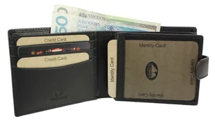Portfel Męski Skórzany EL FORREST Średni Skóra Bydlęca Poziomy Z Zapięciem Jedno Skrzydełko 850 67 RFID CZARNY 11.5 x 9 x 3 [cm] - Portfele - miniaturka - grafika 2