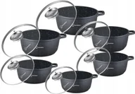 Zestawy garnków i patelni - Zestaw Garnków Marmurowych 12 El. Czarny Indukcja Gaz Elektryka - miniaturka - grafika 1