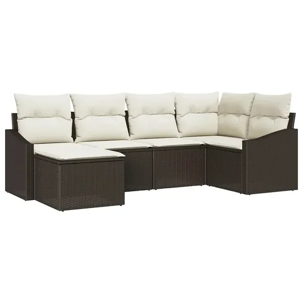 Zestaw Modułowych Sof Ogrodowych z Polirattanu, Brązowy, 6 Elementów