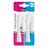 Końcówki do szczoteczek elektrycznych - Chicco, Wymienne Końcówki Główki Do Szczoteczki Elektrycznej 3+ - miniaturka - grafika 1