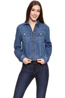 Kurtki damskie - Damska Kurtka Jeansowa Lee Zip Cropped Rider Belleville L54Dggmi-S - miniaturka - grafika 1