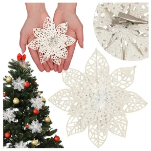 Gwiazda Betlejemska Na Choinkę Ozdoba Klips Brokatowa Stroik Poinsecja 15Cm - Ozdoby bożonarodzeniowe - miniaturka - grafika 1