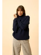 Swetry damskie - Just Cashmere Kaszmirowy golf "Alyssa" w kolorze granatowym - miniaturka - grafika 1