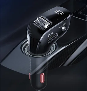 Baseus F40 nadajnik transmiter FM audio Bluetooth port AUX ładowarka samochodowa 2x USB 15W 2A czarny (CCF40-01) - Ładowarki samochodowe - miniaturka - grafika 18