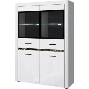 Kredens 2D2W z Oświetleniem Whiteblack Mebel Bos Biały - Kredensy - miniaturka - grafika 1