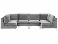 Sofy i kanapy - Sofa modułowa 6-osobowa welurowa szara EVJA - miniaturka - grafika 1