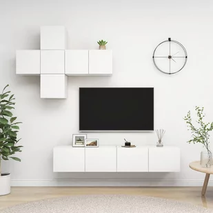 vidaXL 7-cz zestaw szafek telewizyjnych biały płyta wiórowa 3078717 - Meblościanki - miniaturka - grafika 1