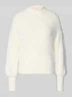 Swetry damskie - Sweter z dzianiny z prążkowanymi wykończeniami model ‘KEYLA’ - miniaturka - grafika 1