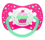 Smoczki uspokajające - Canpol babies Canpol Smoczek silikonowy symetryczny Cupcake 0-6 m-cy : Kolor - Różowy - miniaturka - grafika 1
