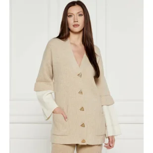 BOSS Wełniany kardigan | Loose fit - Swetry damskie - miniaturka - grafika 1