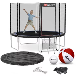 Hop-Sport Trampolina 10ft (305cm) czarno-niebieska z siatką zewnętrzną 49058 - Trampoliny - miniaturka - grafika 1