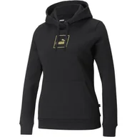 Bluzy damskie - Bluza z kapturem damska Puma HOLIDAY FL czarna 58954901-XS - miniaturka - grafika 1