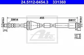 Przewody hamulcowe - ATE PRZEWÓD HAMULCOWY 24.5112-0454.3 FIAT PUNTO VAN 1.3D MJ 05-09 - miniaturka - grafika 1