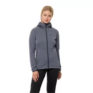 Bluzy damskie - Bluza polarowa damska Jack Wolfskin KOLBENBERG HOODED FZ W dolphin - XS - miniaturka - grafika 1