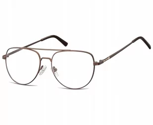 Sunoptic Okulary oprawki korekcyjne pilotki zerówki 889A brązowy + złoty - Okulary korekcyjne, oprawki, szkła - miniaturka - grafika 1