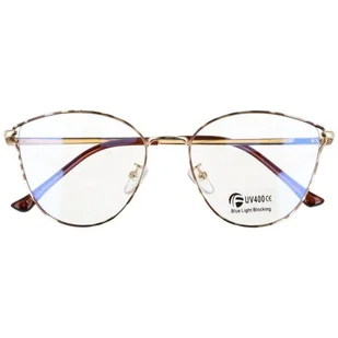 Okulary kocie do komputera damskie z filtrem BLUE Light zerówki 2580-1 złoto-panterkowe - Okulary korekcyjne, oprawki, szkła - miniaturka - grafika 1
