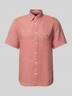 Koszule męskie - Koszula lniana o kroju regular fit z kołnierzykiem typu button down - grafika 1
