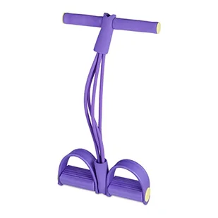 Relaxdays Multi Expander, regulowane pedały, uchwyt, wielofunkcyjny, taśma oporowa do treningu fitness, kolor fioletowy, 1 sztuka - Gadżety do domu - miniaturka - grafika 1
